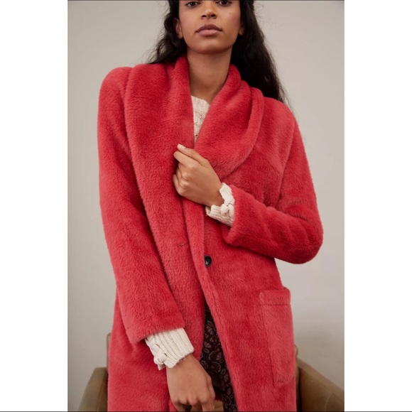 Anthropologie Sanctuary Elena Plush Shawl Jacket - in Medium Pink - NWT - SZ XL - Picture 2 of 13